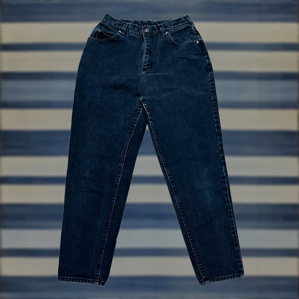 Lee VINTAGE Lee Black Mom Jeans Women Sz 12 High Waist Straight Leg Jeans Women's Regular 12 Leather? Size 34" / US 12 / IT 48 - 1 Thumbnail
