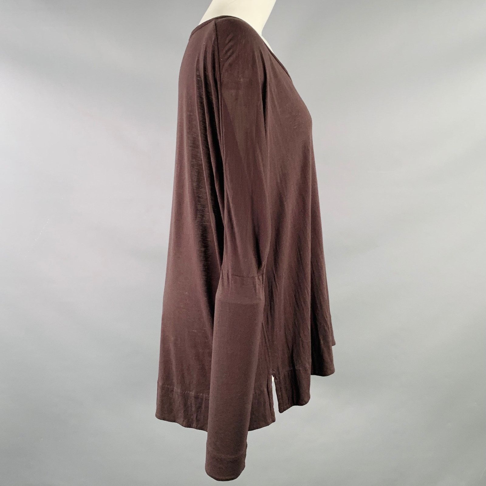 Ann Demeulemeester ANN DEMEULEMEESTER Size M Brown Jersey Scoop Neck Casual Top Size S / US 4 / IT 40 - 2 Thumbnail