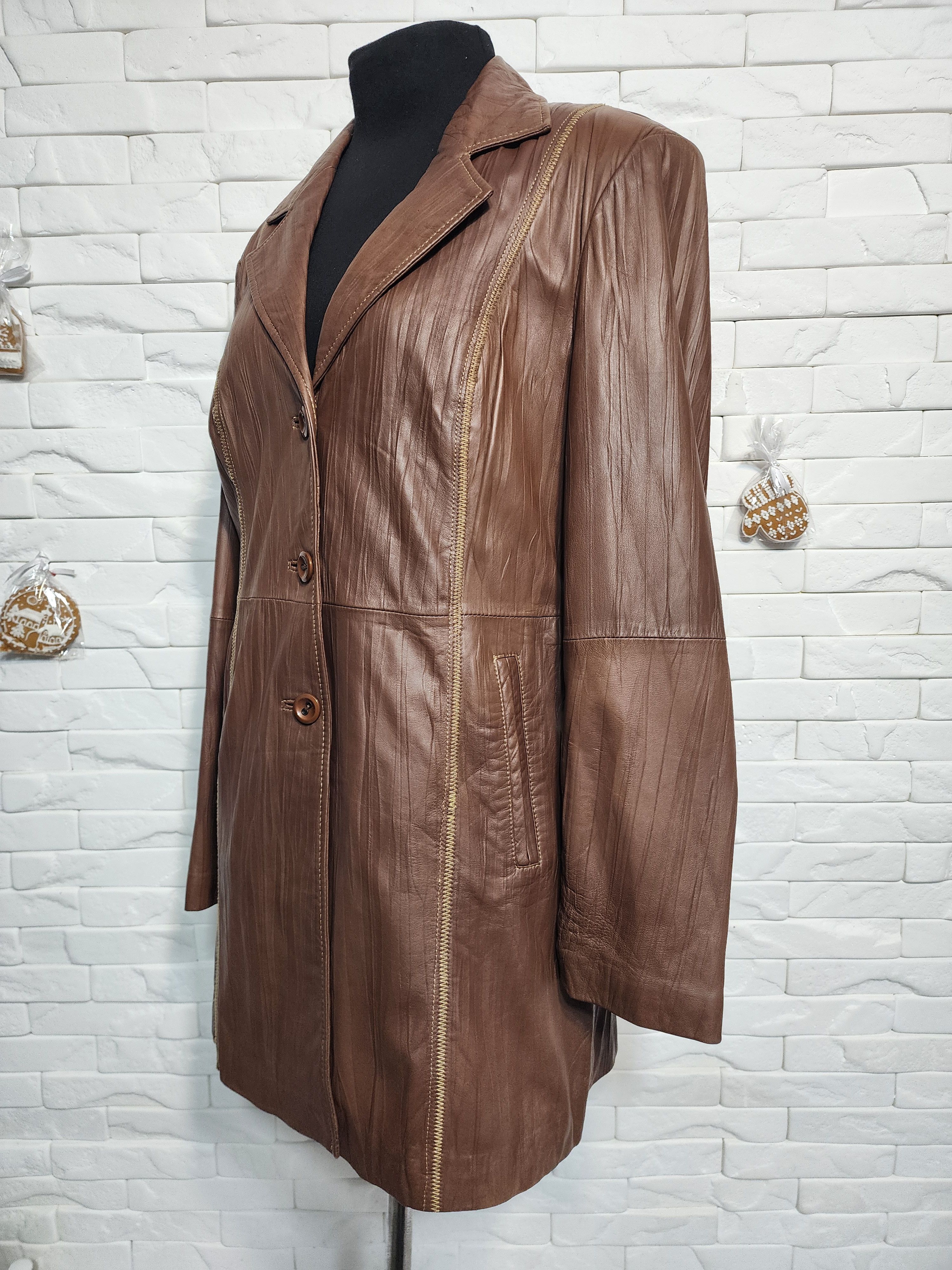 Other Brown Leather Jacket: Women's Genuine Leather Blazer Size L / US 10 / IT 46 - 2 Thumbnail