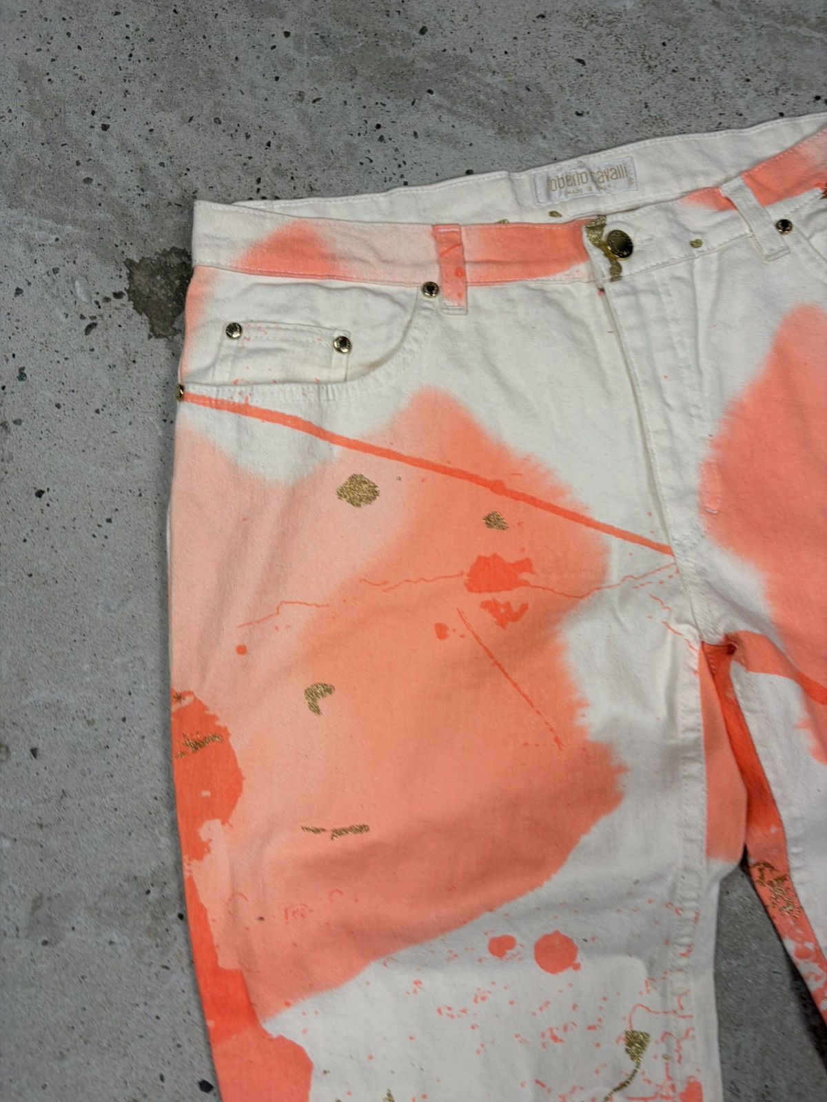 Roberto Cavalli SS 2001 Roberto Cavalli Gold Splash Painter Bootcut Pants Size 32" / US 10 / IT 46 - 8 Thumbnail