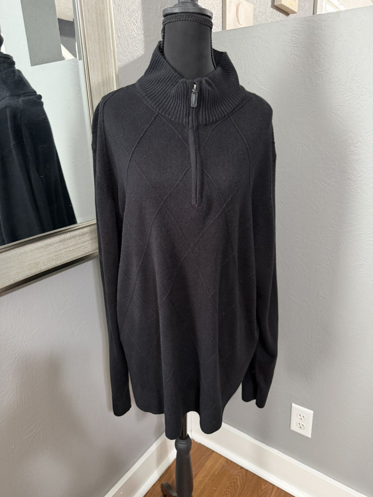 Tricots St. Raphael Tricots St. Raphael 1/4 Zip Black Argyle Design Sweater XXL Size US XXL / EU 58 / 5 - 1 Thumbnail