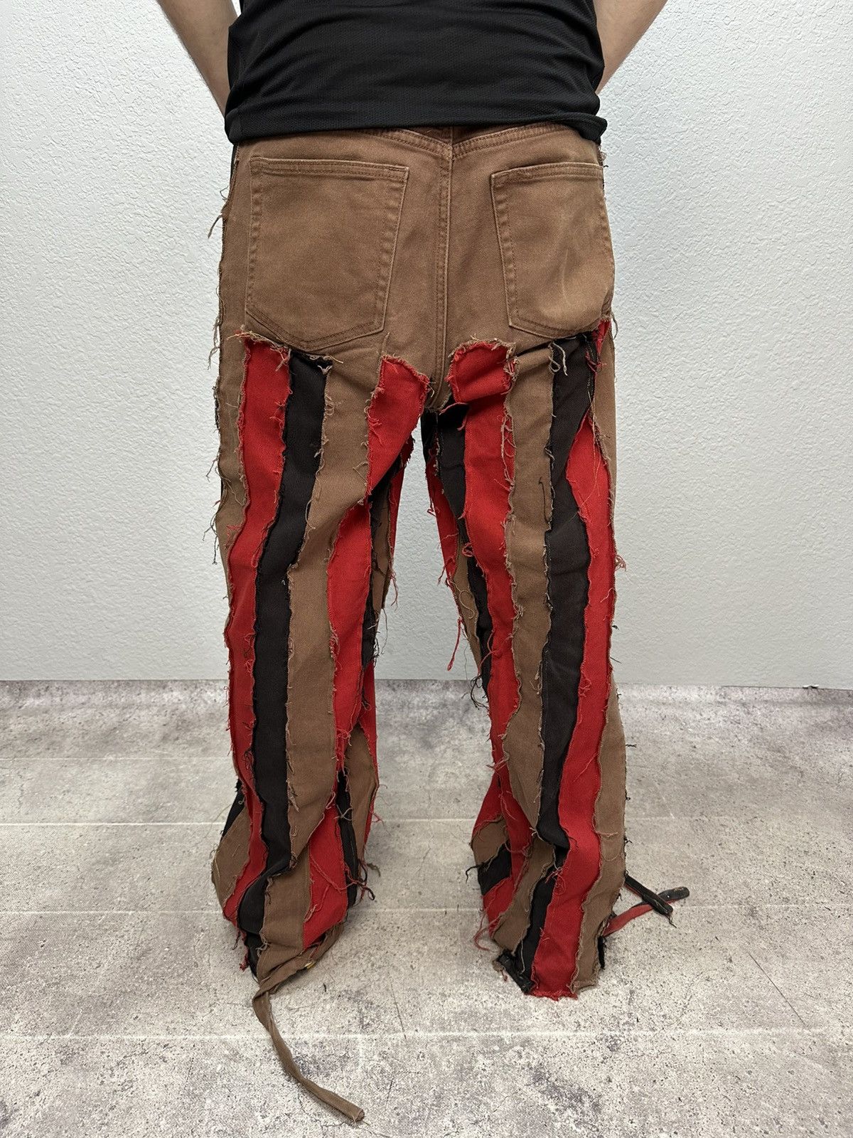 If Six Was Nine Vintage Junya Watanabe Style Striped Opium Denim Jeans Y2K Size US 33 - 4 Thumbnail