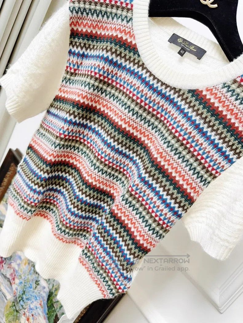 Loro Piana Colorful Knitted Cashmere Short Sleeve