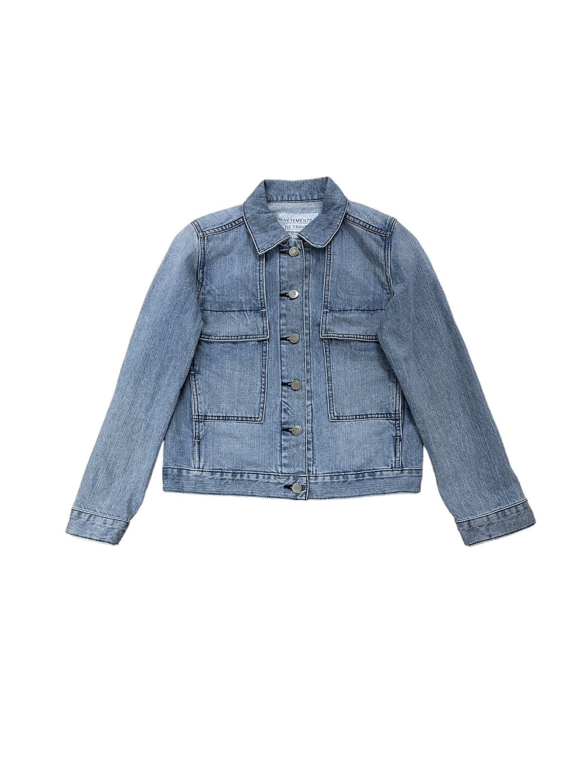 image of Designer And Beautiful Vetements Denim Trucker Jacket in Blue, Women's (Size XS)