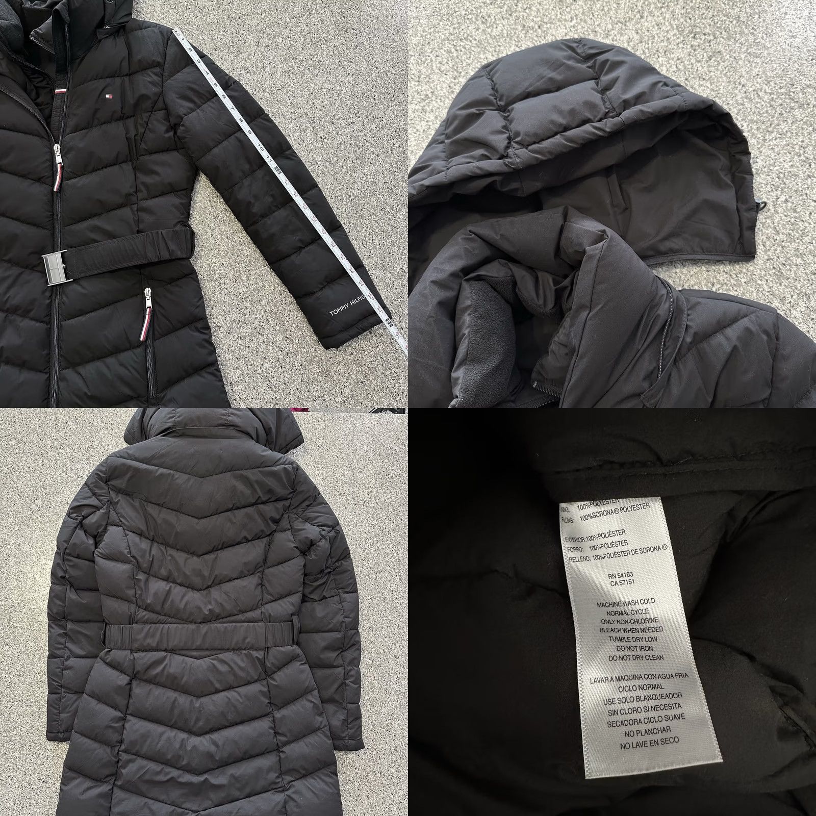 Tommy Hilfiger Tommy Hilfiger Jacket Womens Small Puffer Coat Parka Belted Hooded Black Size S / US 4 / IT 40 - 8 Thumbnail