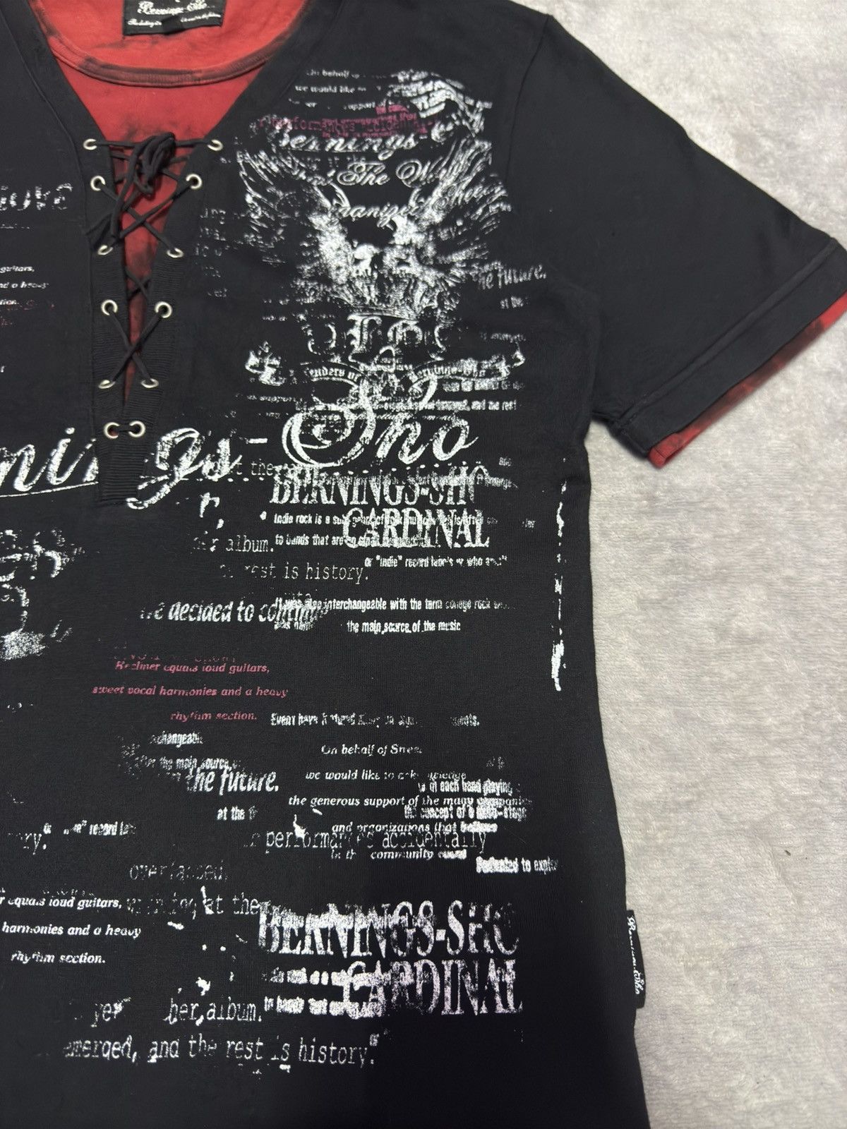 If Six Was Nine 2000s Burning Sho Lace-up Gothic Punk Layered Tshirt Size US S / EU 44-46 / 1 - 2 Thumbnail