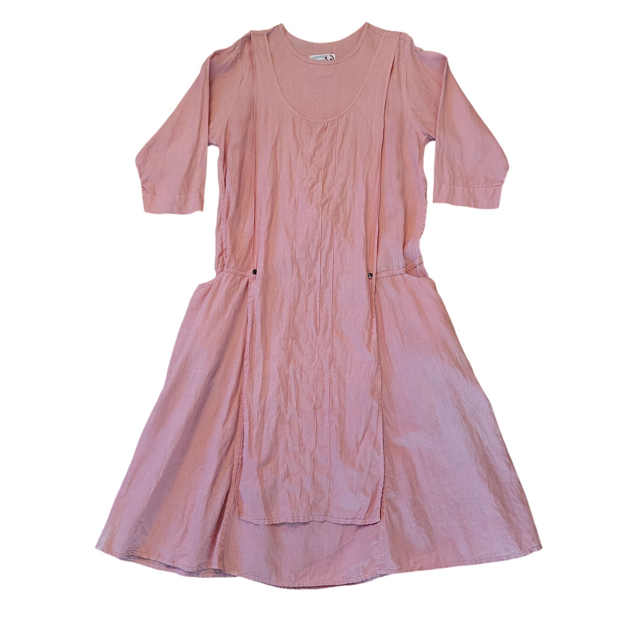 FLAX Flax Angelheart S Pink Linen Apron Dress Lagenlook Country H Size S / US 4 / IT 40 - 1 Thumbnail