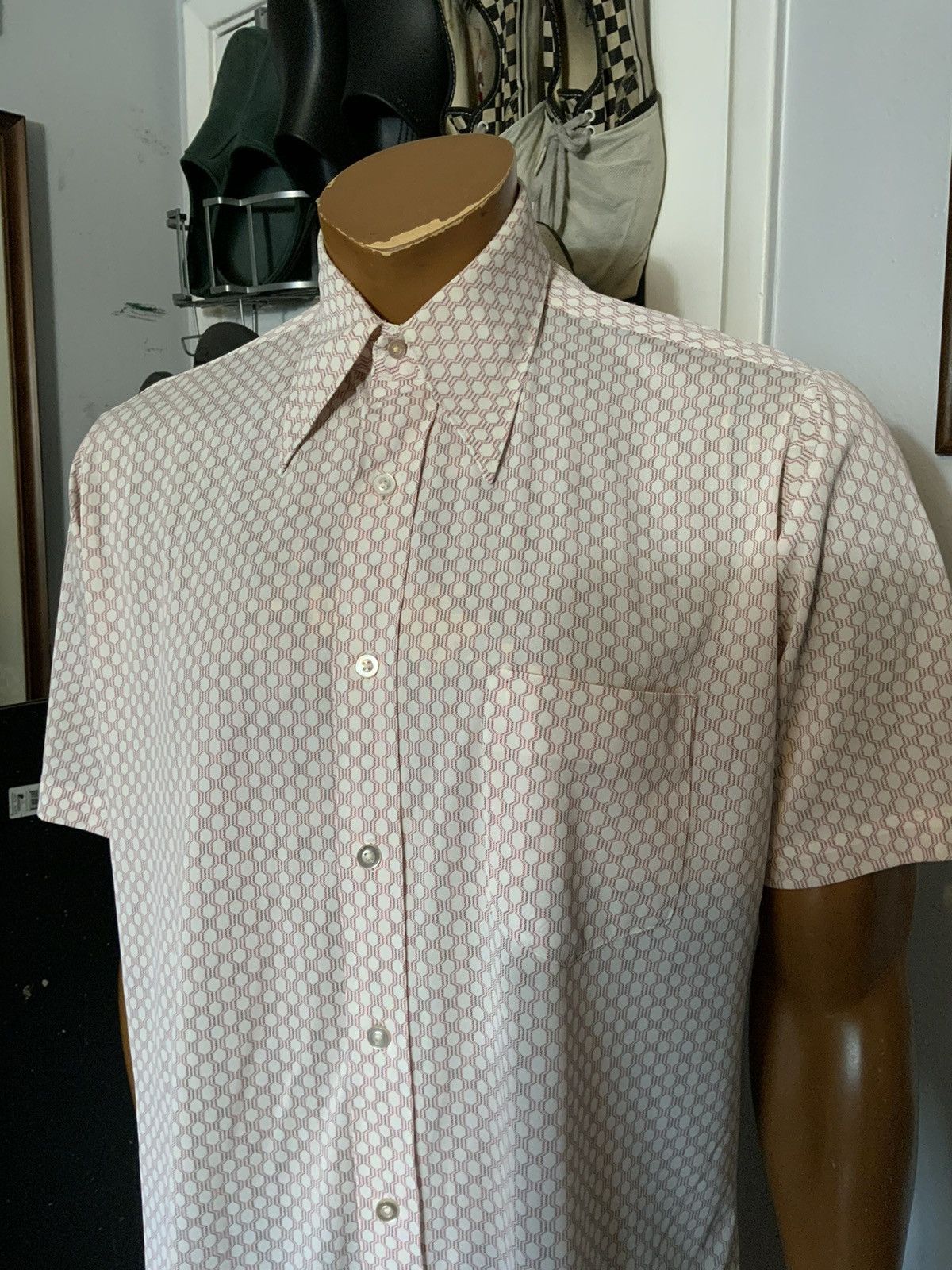 Vintage Vintage 60s 70s Norris Knit Pattern Disco Mod Button Shirt Size US M / EU 48-50 / 2 - 9 Thumbnail
