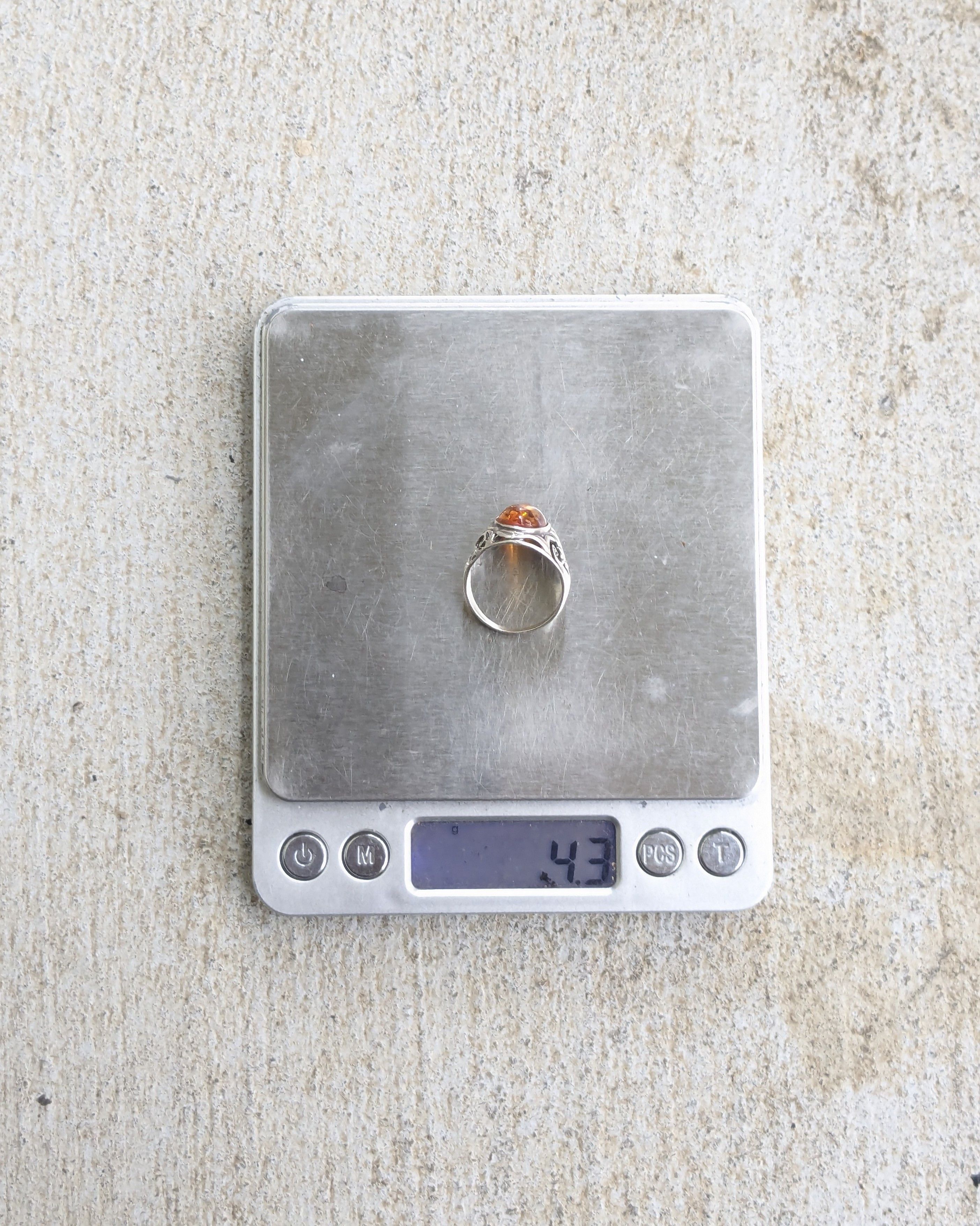 Jewelry × Sterling Silver Vintage Sterling Silver Ring Amber 8.75 Minimalist Oval Size ONE SIZE - 13 Thumbnail