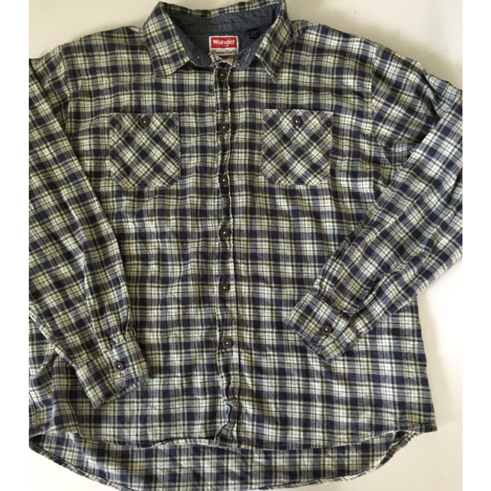 Wrangler Wrangler Men’s Long Sleeve Shirt 2XL Button Up Plaid Gray Green Western Pockets Casual Vintage: No Size US XXL / EU 58 / 5 - 2 Thumbnail