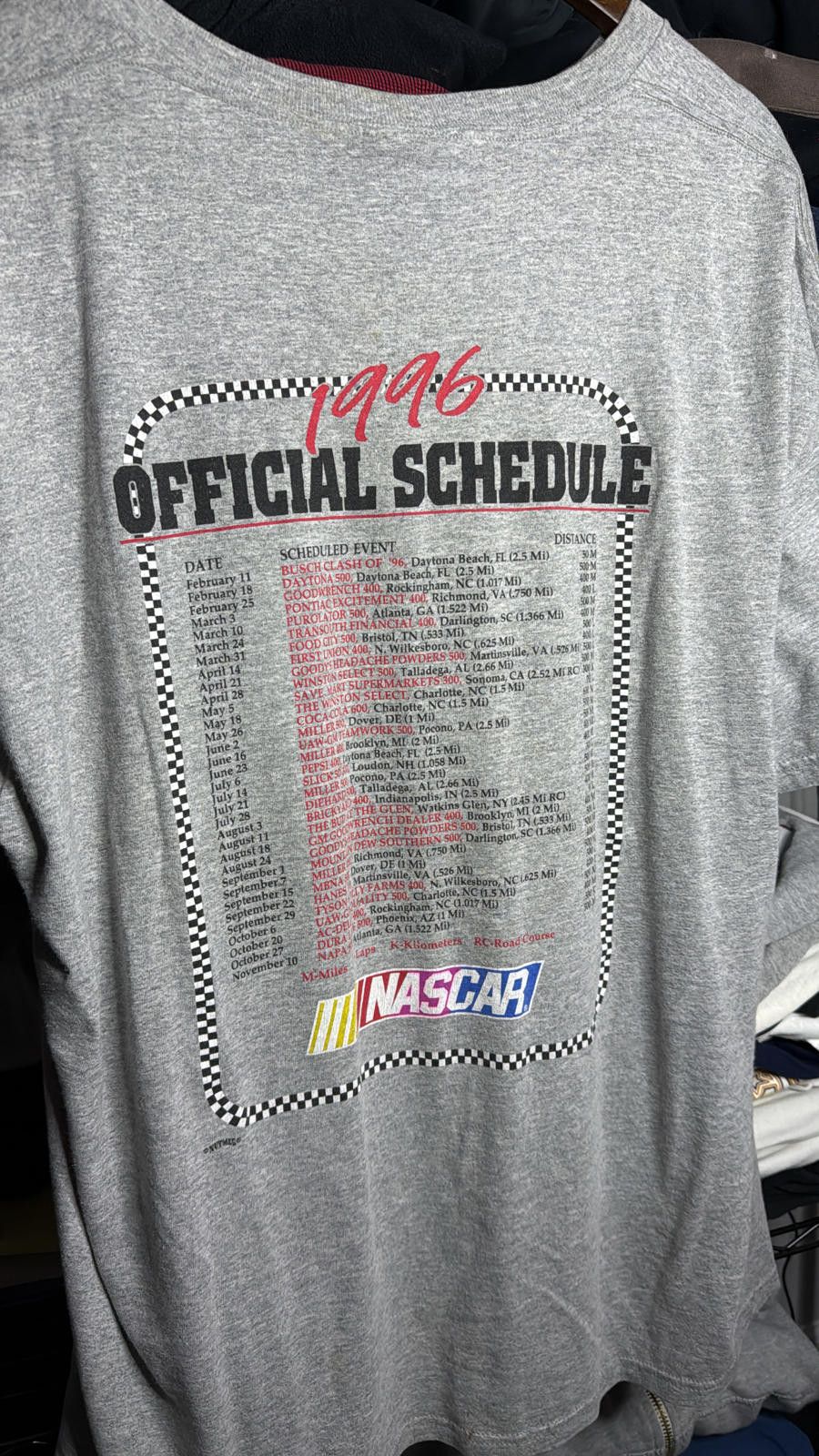 Nutmeg Vintage Rusty Wallace NASCAR T-Shirt - 1996 Schedule Size US XL / EU 56 / 4 - 3 Thumbnail
