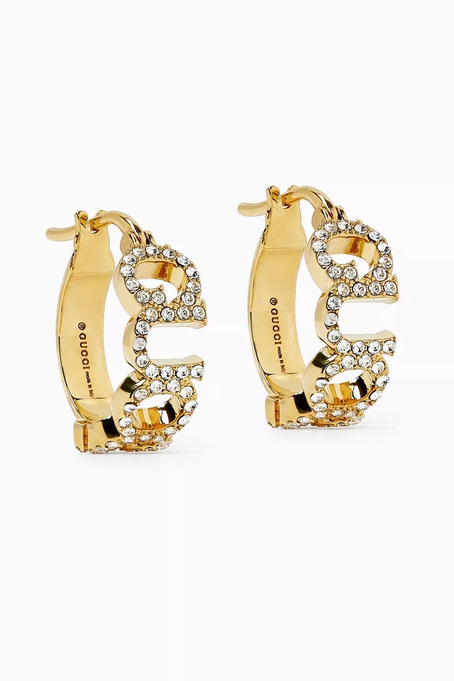 Gucci oc11z0126 Size: OS / Script Crystal Hoop Earrings In Gold Size ONE SIZE - 2 Thumbnail