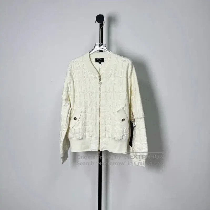 Chanel Chanel White Cotton Women's Jacket . Size L / US 10 / IT 46 - 1 Thumbnail