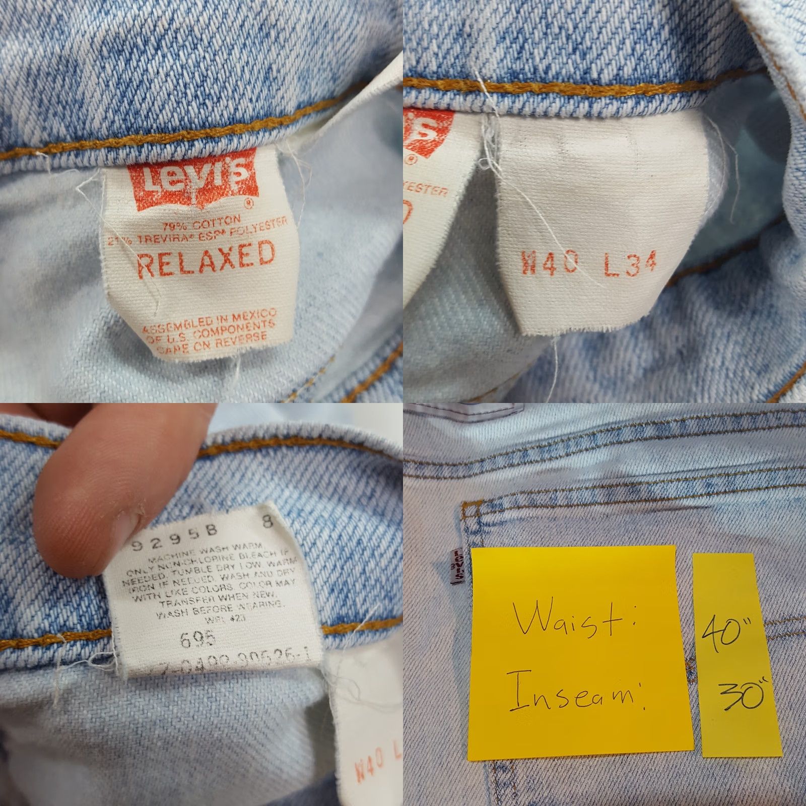 Levi's VINTAGE Levi's Relaxed Jeans Mens 40x30 Straight Denim Blue 80s 90s Grunge Retro Work Western USA Boots Size US 40 / EU 56 - 9 Thumbnail