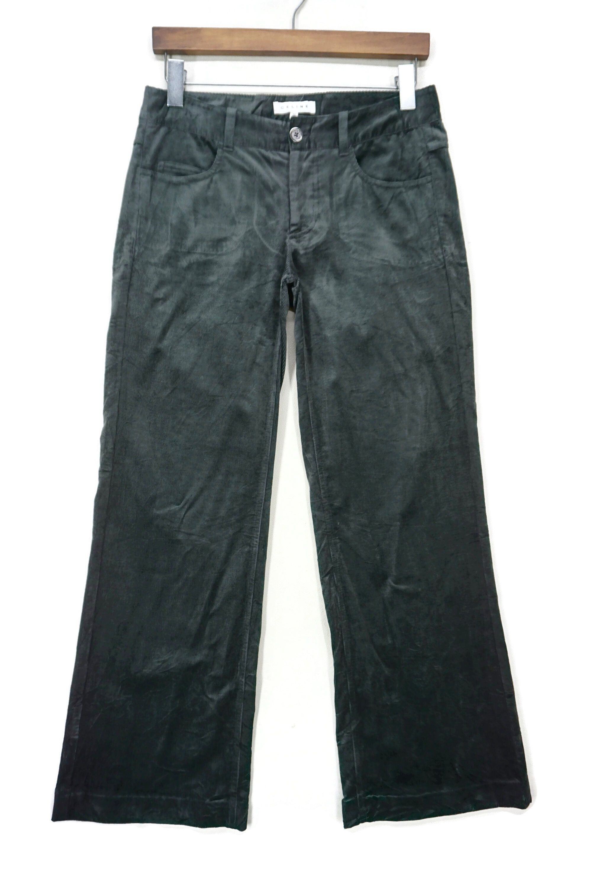 image of Celine Bootcut Flare Corduroy Pants Size 36 Made In Portugal in Gray Green, Women's