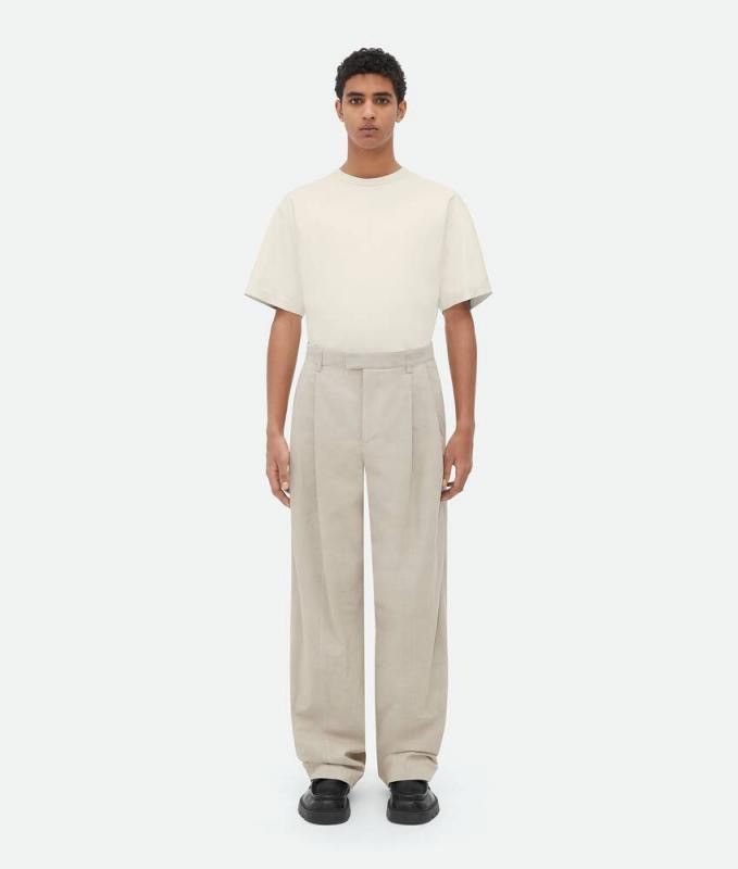 $6.9K VALUE Printed Leather Trousers Light Beige