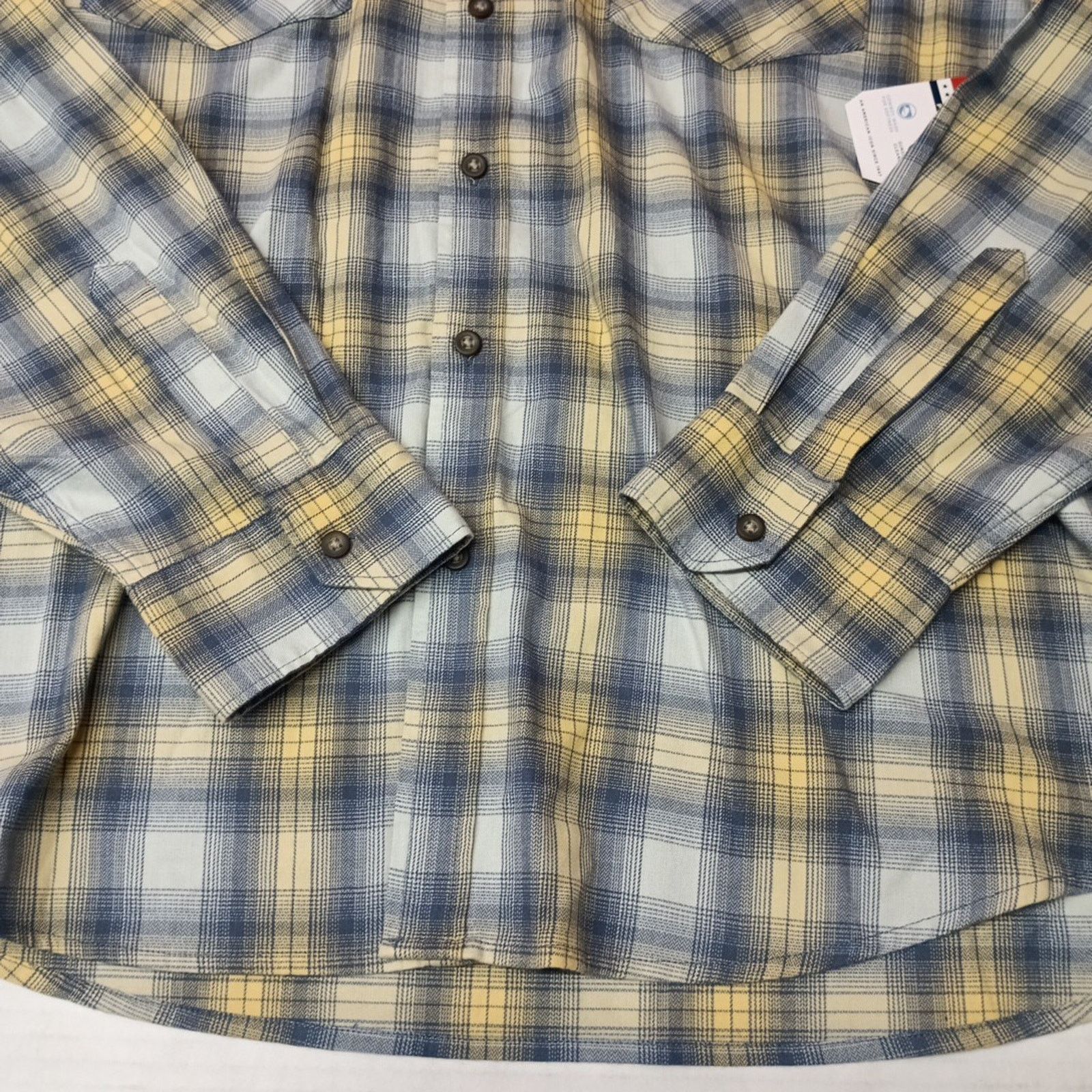 Wrangler Wrangler Cowboy Wash Shirt Men's Size 2XL Blue Yellow Plaid Size US XXL / EU 58 / 5 - 2 Thumbnail