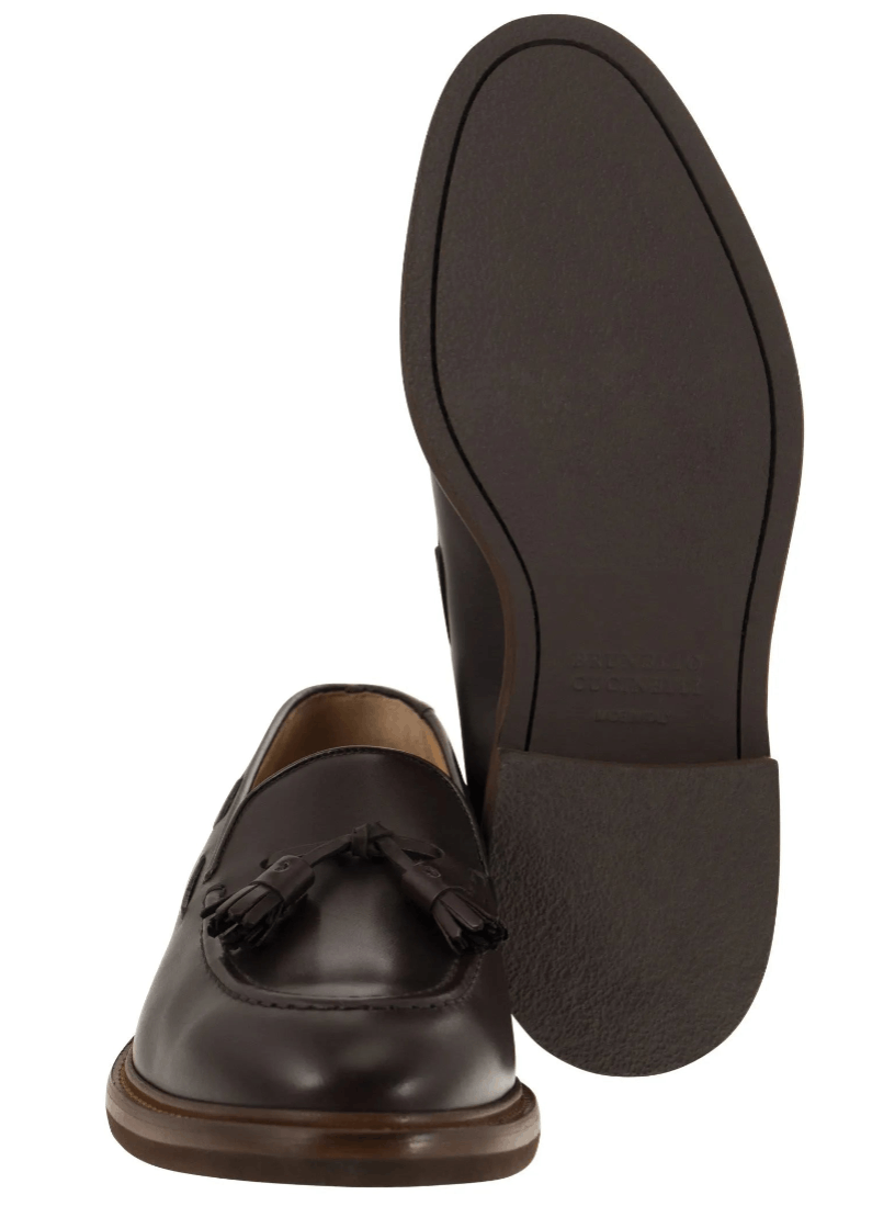 Brunello Cucinelli Brunello Cucinelli Mens Leather Tassle Loafers in Burgundy Size US 6 / EU 39 - 5 Thumbnail