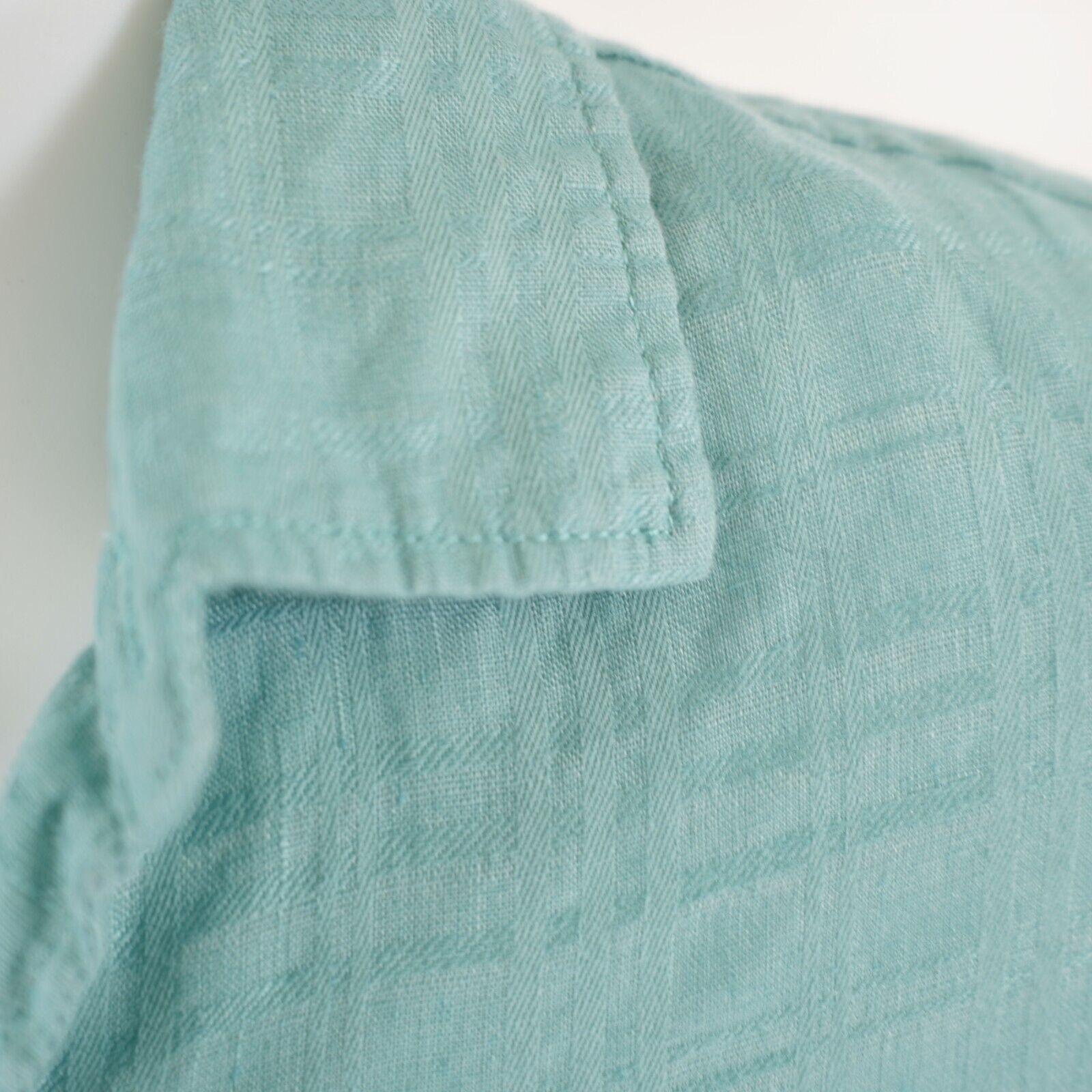 Designer Caribbean Green Linen Cotton Pocket Front Large Collared Haw Size US L / EU 52-54 / 3 - 3 Thumbnail