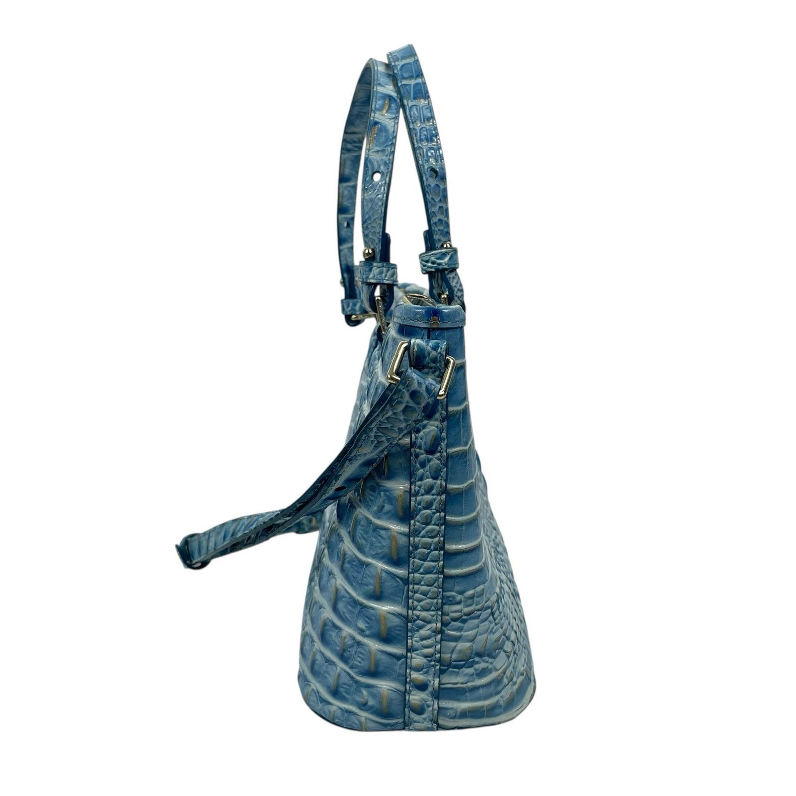 Brahmin Blue (Cerulean) Croc Embossed Leather Mini Backpack Brahmin Mini Asher Tote Satchel Bag Melbourne Cerulean Blue main image 4