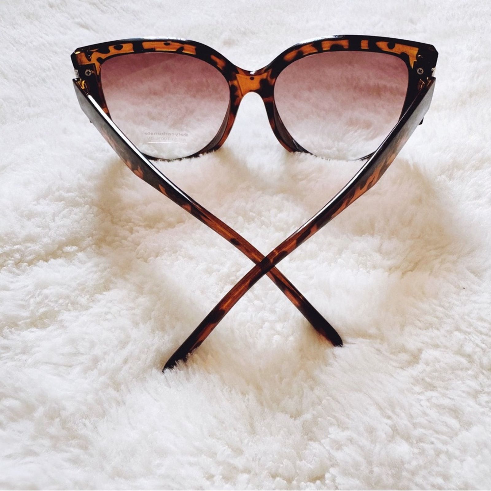 Other Rosy Tortoise Brown Cat Eye Oversized Sunglasses Size ONE SIZE - 10 Thumbnail
