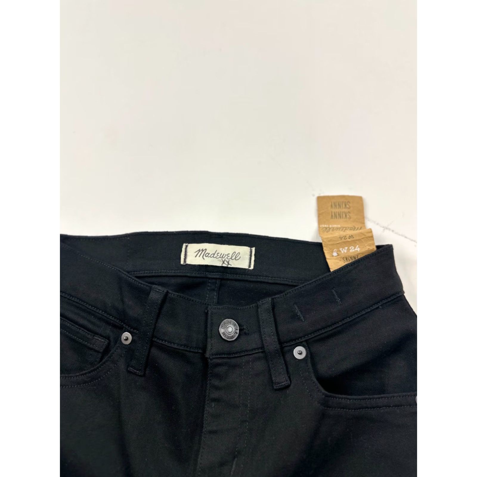 Madewell Madewell Jeans Womens 24W Black Denim 5-Pocket Skinny Stretch Low Rise 8 in Hip Size 42" / US 20 - 3 Thumbnail