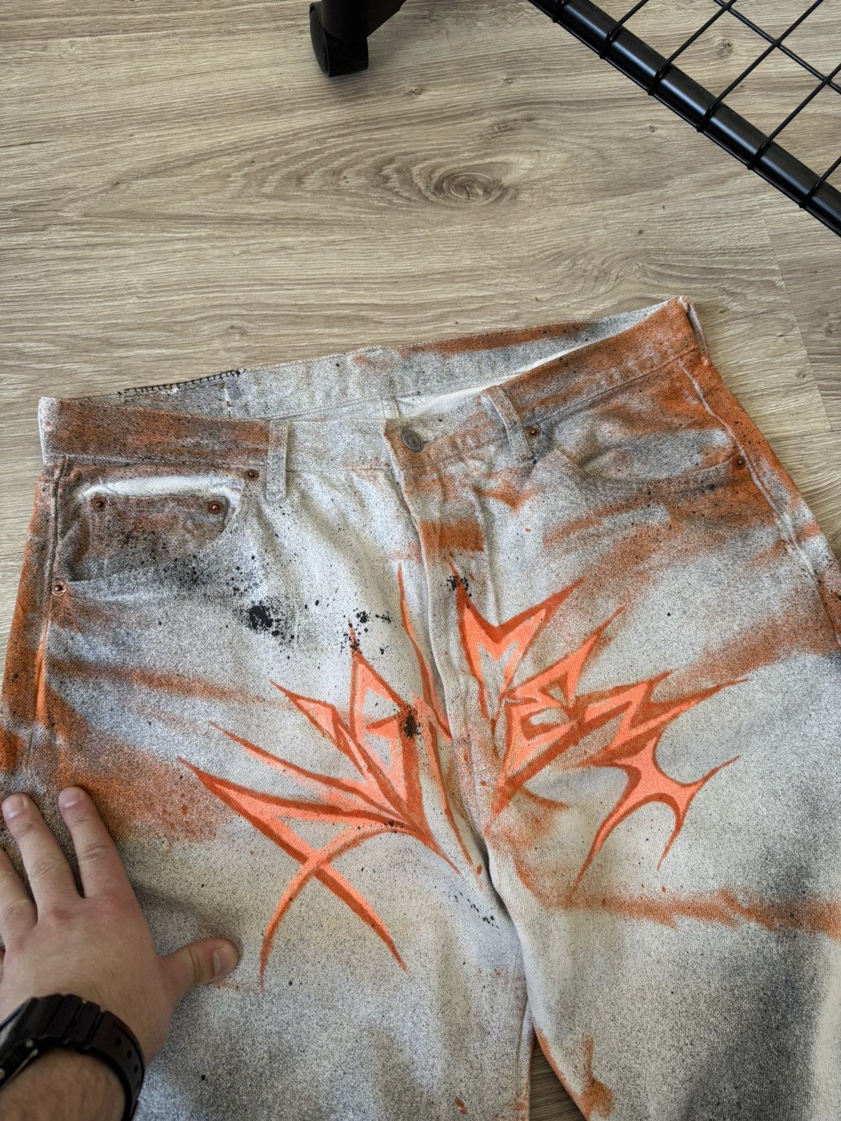 Levi's Vintage Y2K Custom Levi’s 501 Crazy Painted Denim Jeans Size US 36 / EU 52 - 3 Thumbnail