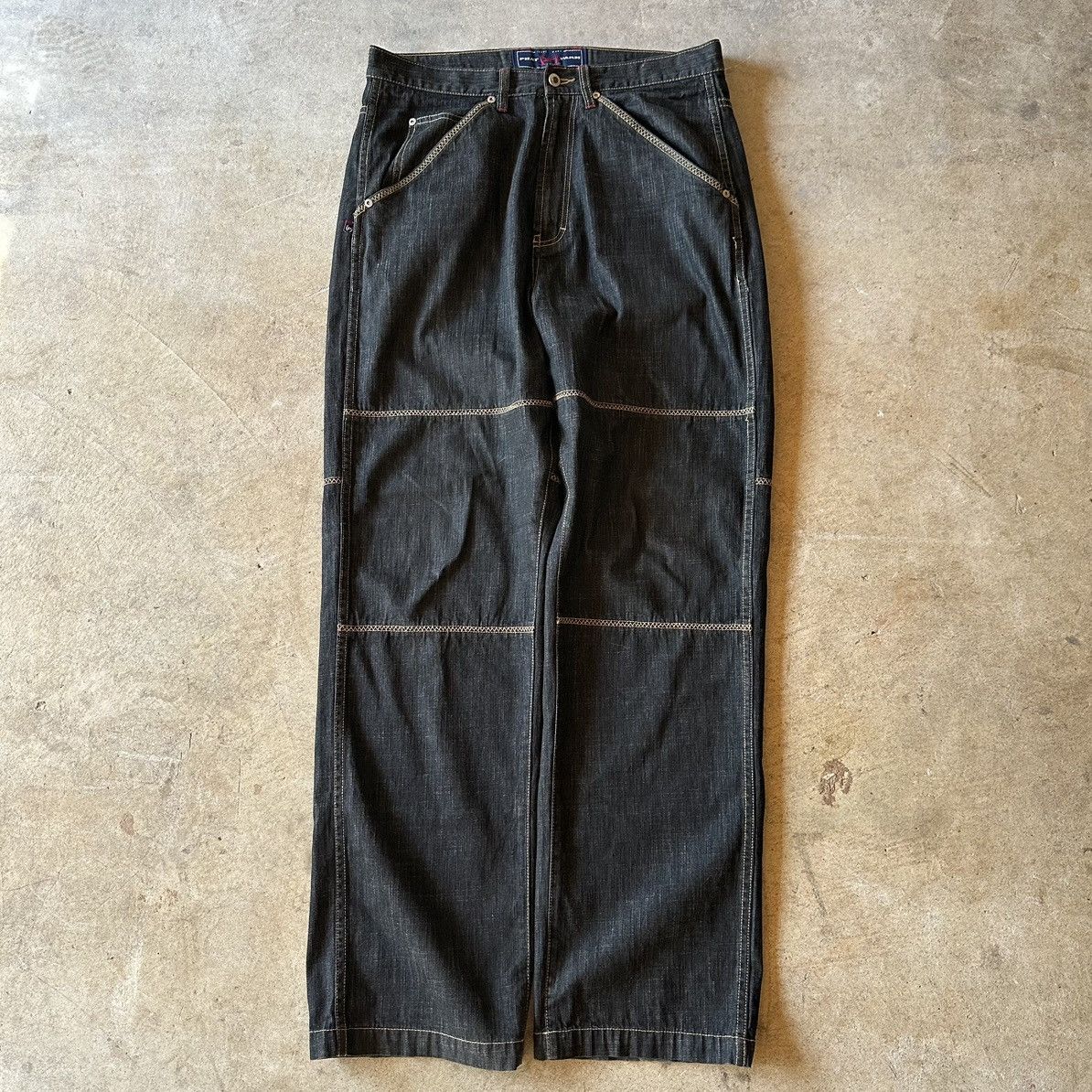 image of Carhartt x Phat Farm Vintage Phat Farm Archive Double Knee Baggy Wide Leg Jeans in Black (Size 34)