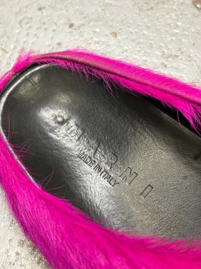 Marni Marni Pink Fuschia Long-Hair Calfskin Mules Size US 9 / EU 42 - 8 Thumbnail