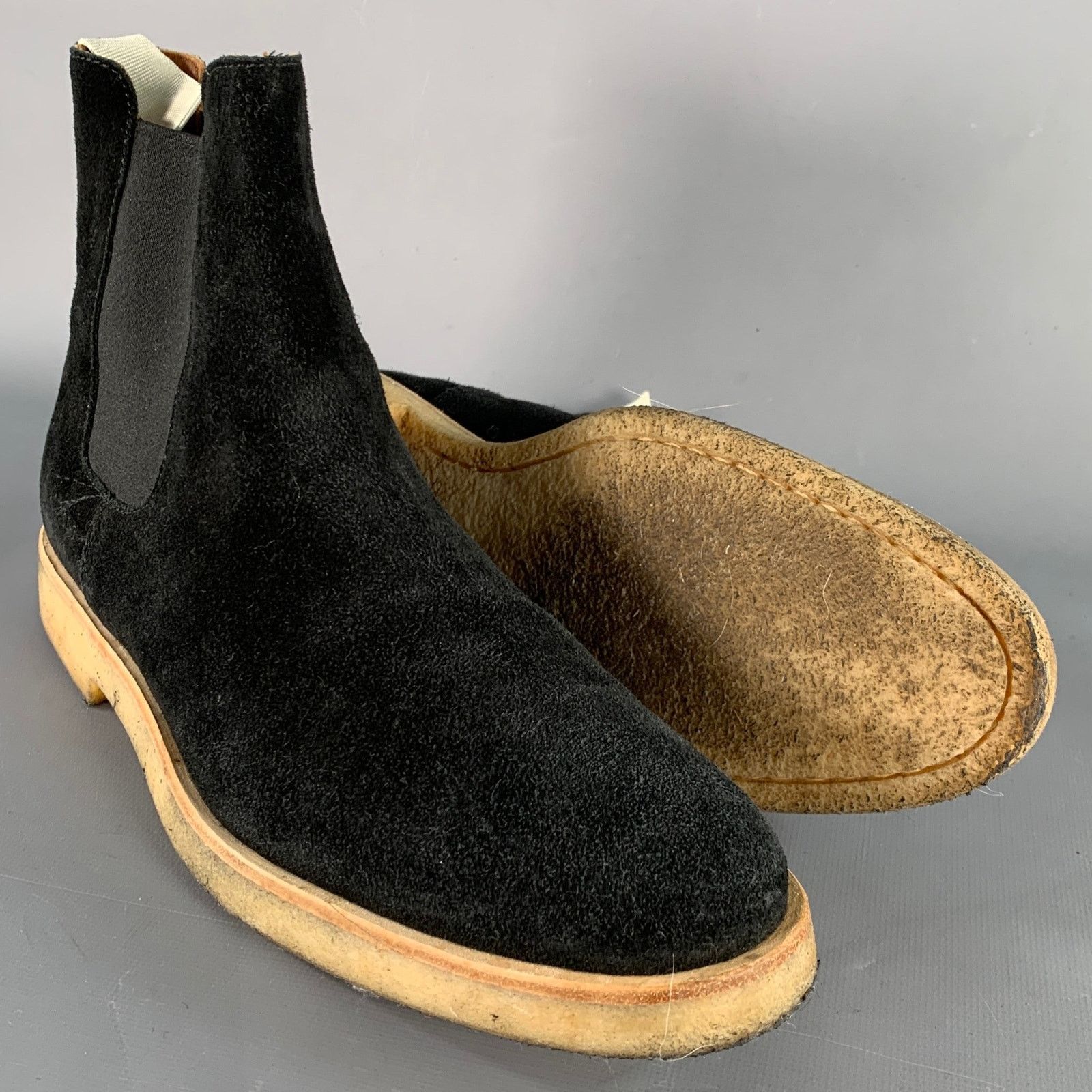 Common Projects Black Suede Crepe Sole Pull On Chelsea Ankle Boots Size US 11 / IT 41 - 5 Thumbnail