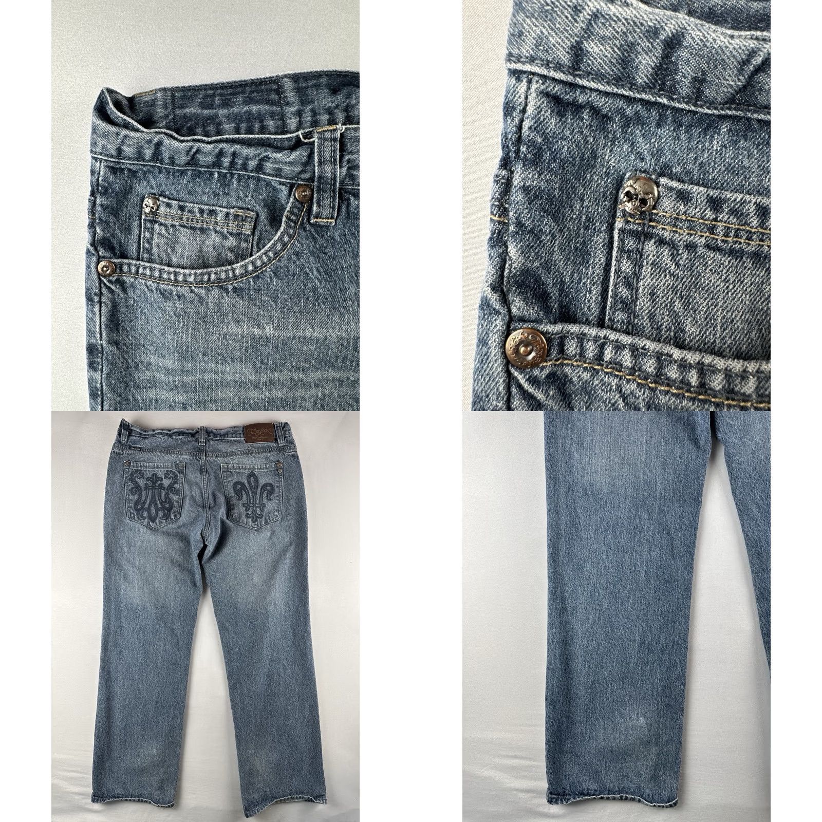 Denime VINTAGE Marc Ecko Jeans Bootcut 36 Denim Men Regular Inseam 33 Blue Fleur De Lis Back Pocket Clamp Stitching Back Pocket Embellished Size 36 Size US 36 / EU 52 - 8 Thumbnail