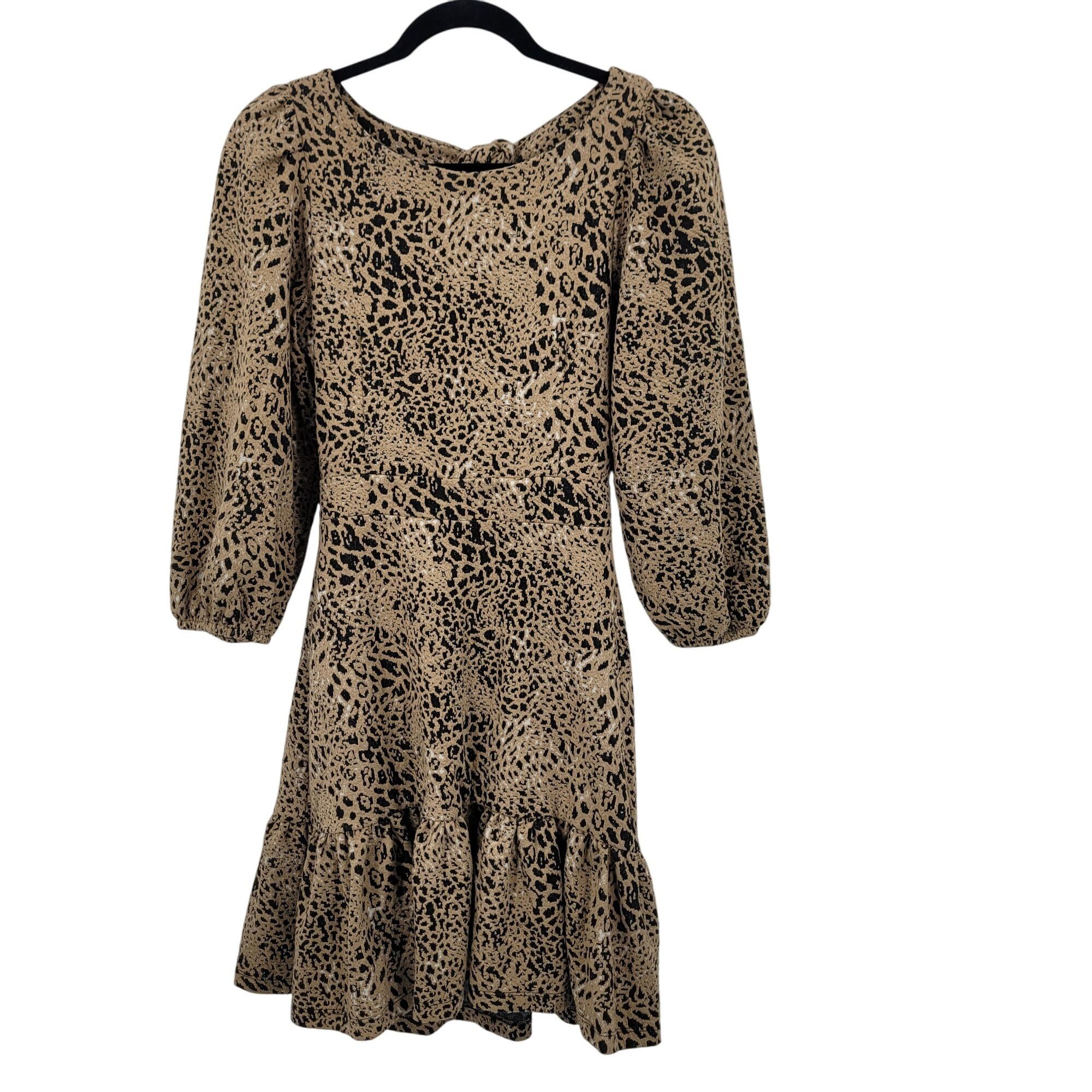 Anthropologie Anthropologie Leopard Cutout Back Mini Dress Sz 6 Puff Sleev Size M / US 6-8 / IT 42-44 - 12 Thumbnail