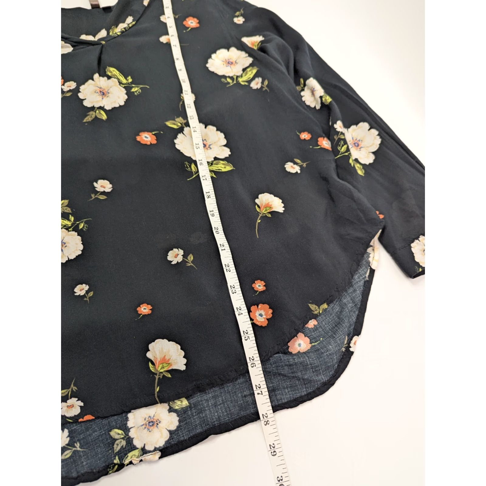 Vintage Brina & EM Blouse Shirt Floral Long Sleeve V-Neck Women's Large Black Size L / US 10 / IT 46 - 6 Thumbnail