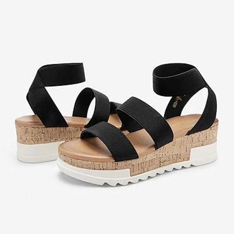 Other Dream Pairs Womens Size 5.5 Black Elastic Strap 2.5" Platfor Size US 5.5 / IT 35.5 - 2 Thumbnail