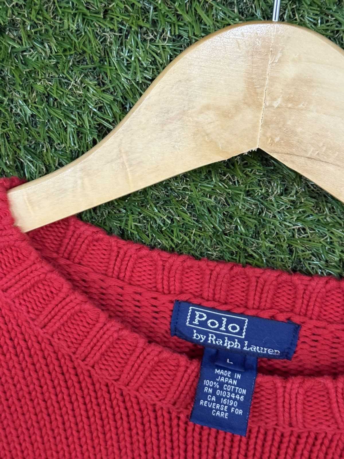 Polo Ralph Lauren RARE Made in Japan Polo Ralph Lauren Red Knit Cable Sweater Size US L / EU 52-54 / 3 - 4 Thumbnail
