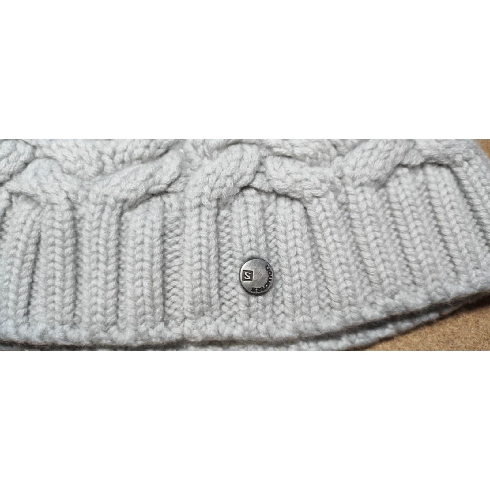 Salomon Salomon Beanie Hat Unisex Adults M Gray Lined Thermal Pom Pom Wool Knit Size ONE SIZE - 4 Thumbnail