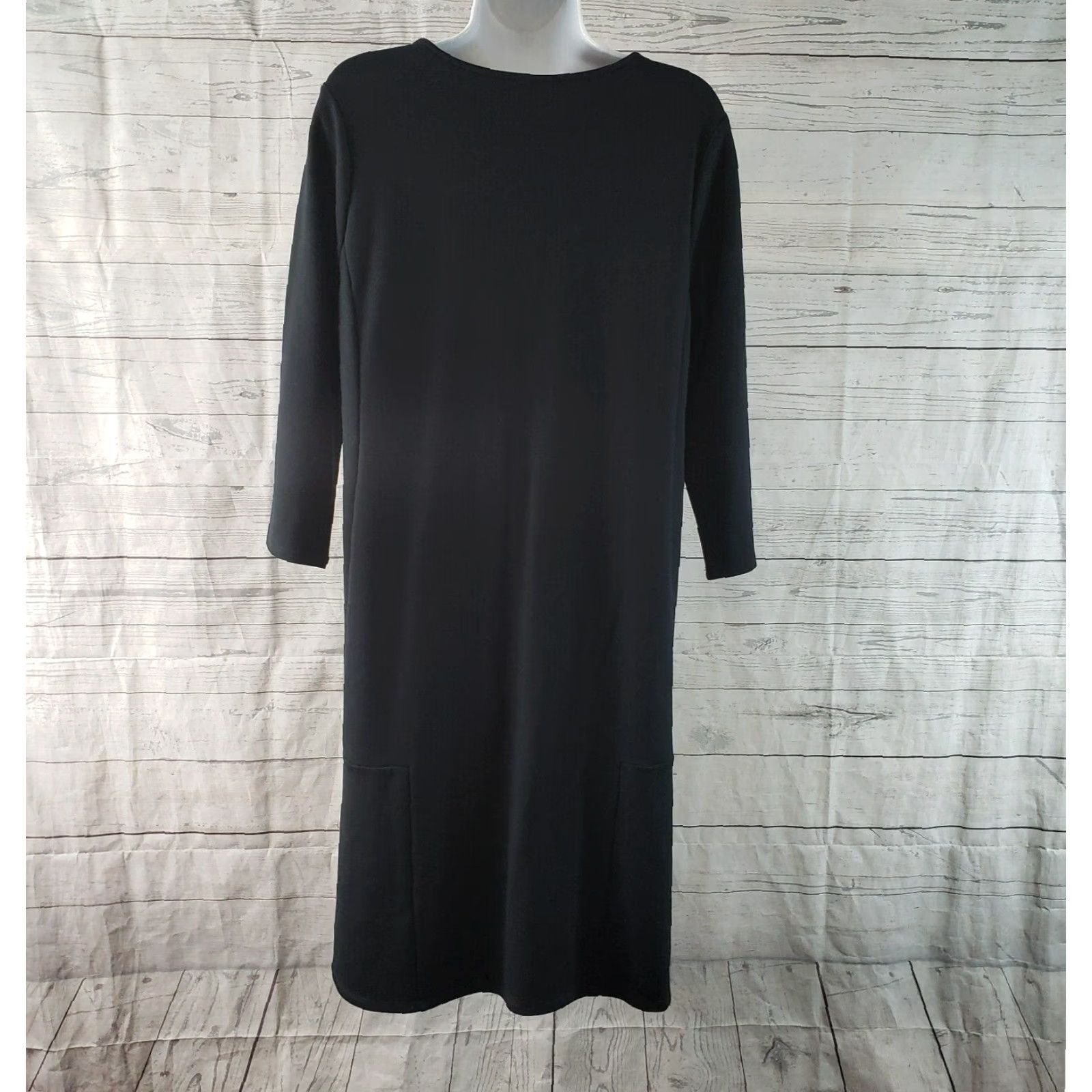 J. Jill J Jill Womens Ponte Dress Sz Medium Solid Black 3/4 Sleeve Size M / US 6-8 / IT 42-44 - 4 Thumbnail