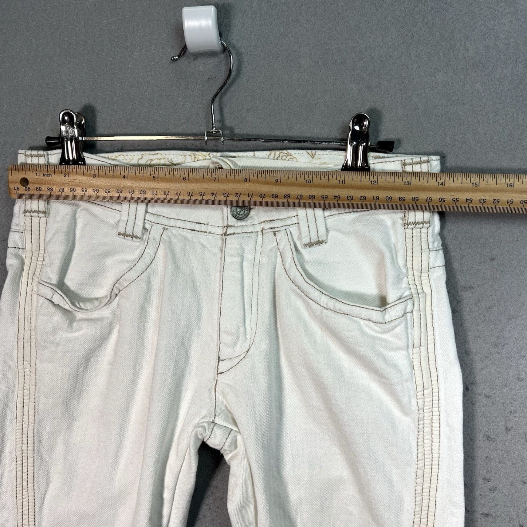 Denime VINTAGE Michiko Koshino Jeans Womens Size 25 White Skinny Denim Cotton Stretch Size 42" / US 20 - 3 Thumbnail