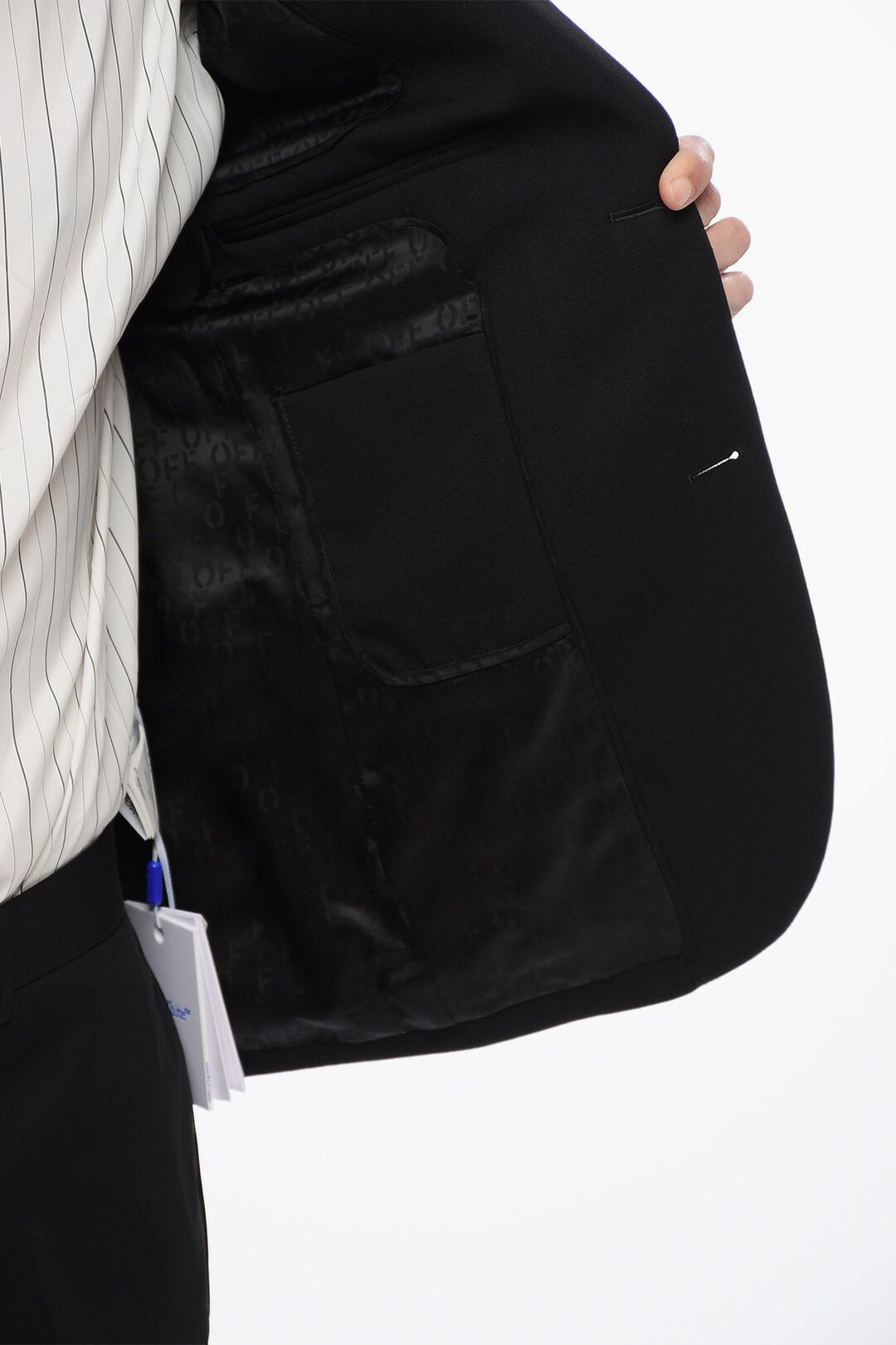 Off-White og1mm1025 Virgin Wool Formal Vars Blazer in Black Size US S / EU 44-46 / 1 - 6 Thumbnail