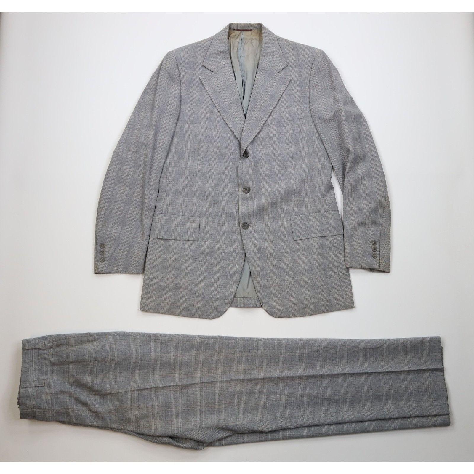 Vintage Vintage 70s Streetwear 2 Piece Wool Suit Plaid Size 42L - 1 Thumbnail