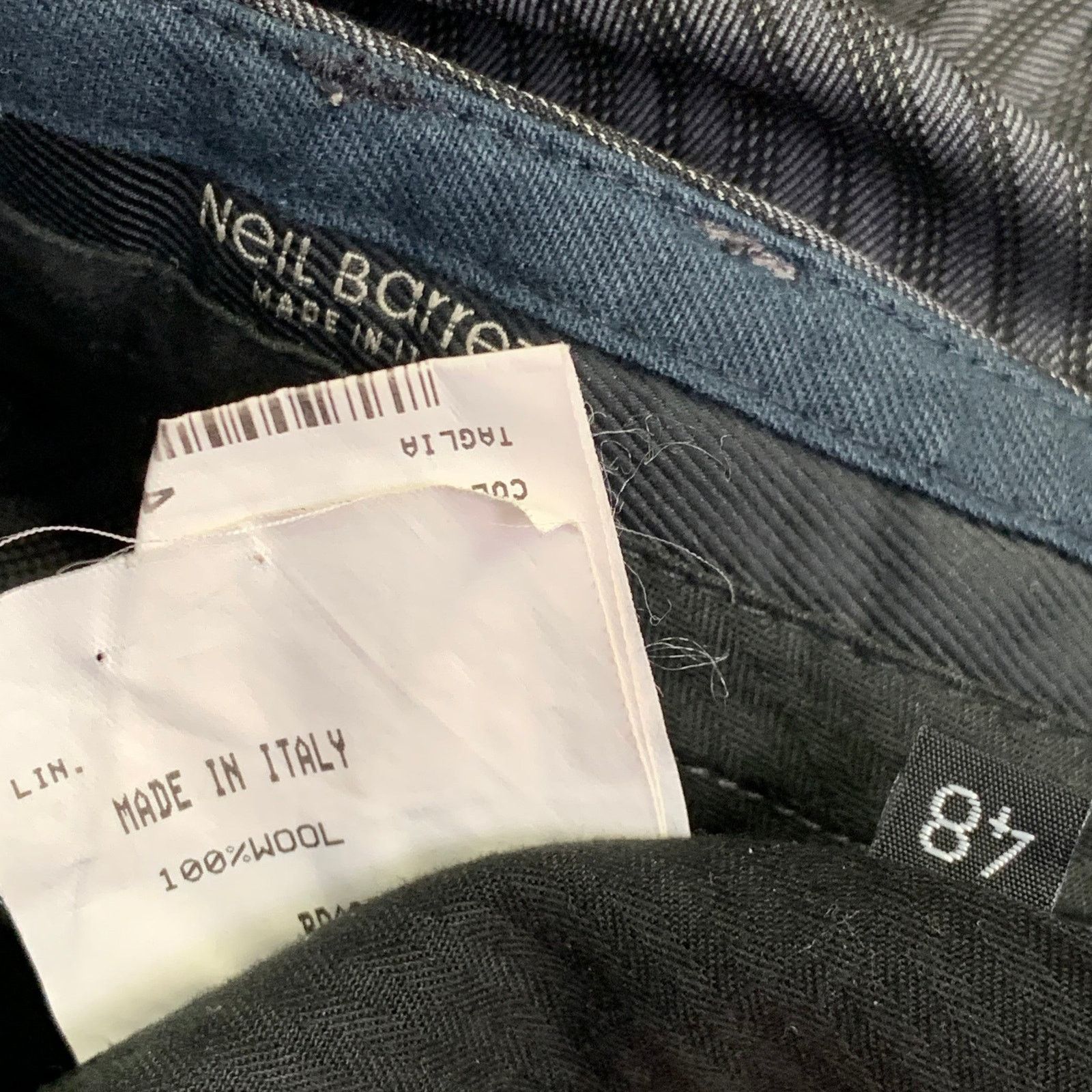 Neil Barrett Black Charcoal Stripe Wool Flat Front Tapered Dress Pants Size 34R - 5 Thumbnail