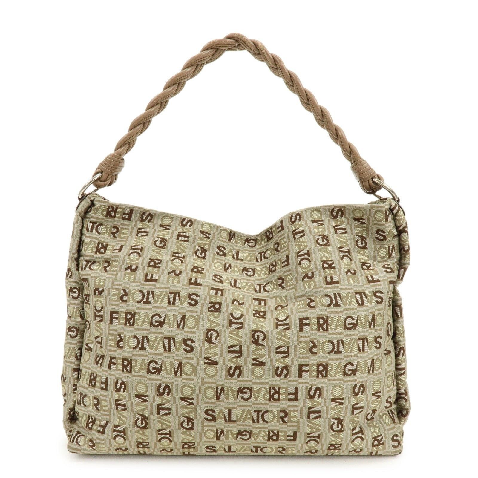 Salvatore Ferragamo Ferragamo Logo Canvas Shoulder Bag Beige Size ONE SIZE - 1 Thumbnail