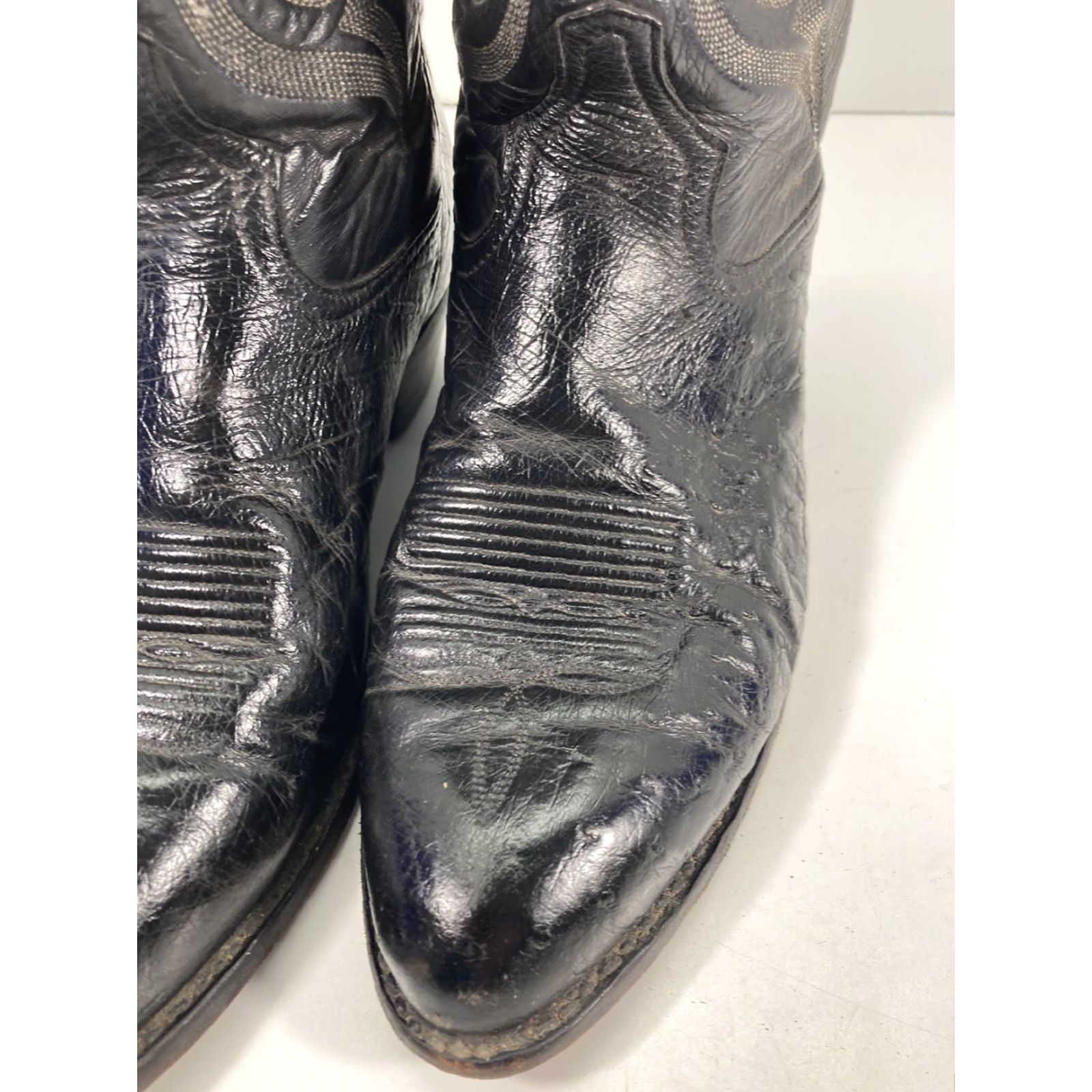 Tony Lama Tony Lama 8410 Boots Western Leather Ostrich Black Men 9 D Cowboy Leather Upper Outsole Pull On Shoes Size US 9 / EU 42 - 4 Thumbnail