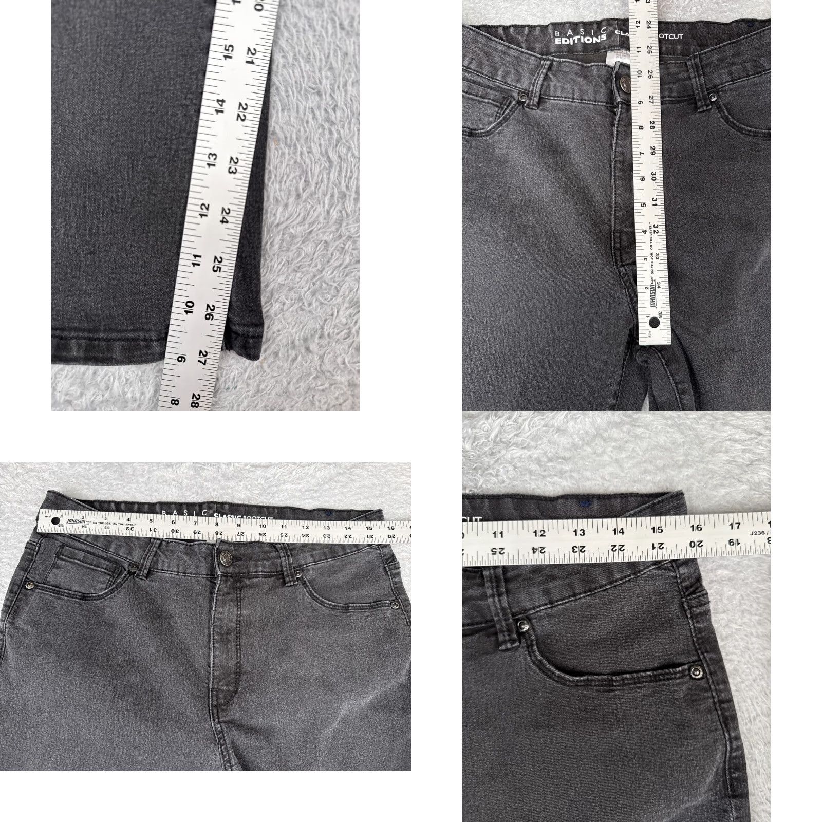 Basic Editions Basic Editions Jeans Womens 12 Black Denim Bootcut Mid Rise Cotton Blend 32x27 Size 34" / US 12 / IT 48 - 8 Thumbnail