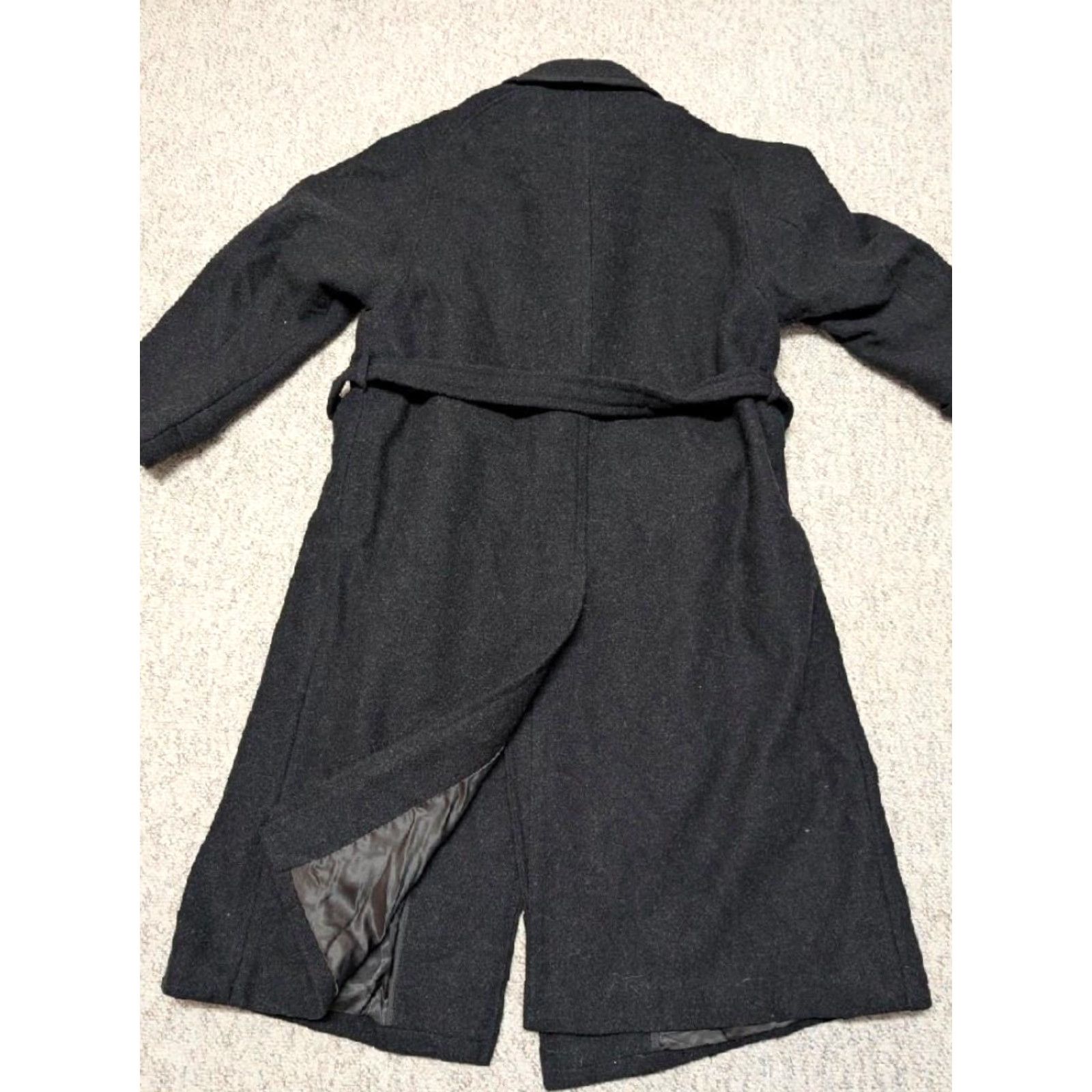 Vintage VINTAGE Lakeland overcoat XL Belted Wool Black Coat Men 46 51" length 37" arms Trench Long Belted Size US XL / EU 56 / 4 - 2 Thumbnail