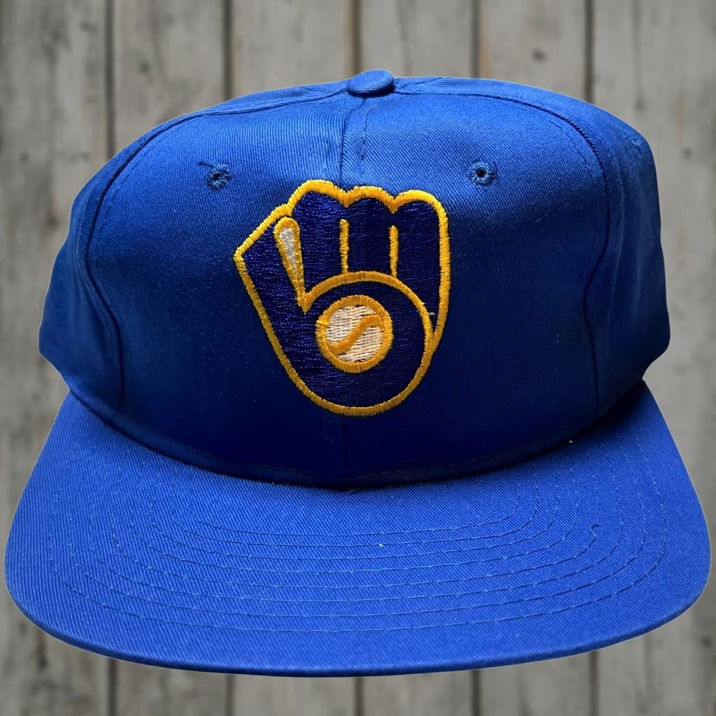 Vintage VINTAGE Milwaukee Brewers Hat Mens OSFA Blue Snapback MLB Ball-In-Glove Logo Size ONE SIZE - 1 Thumbnail