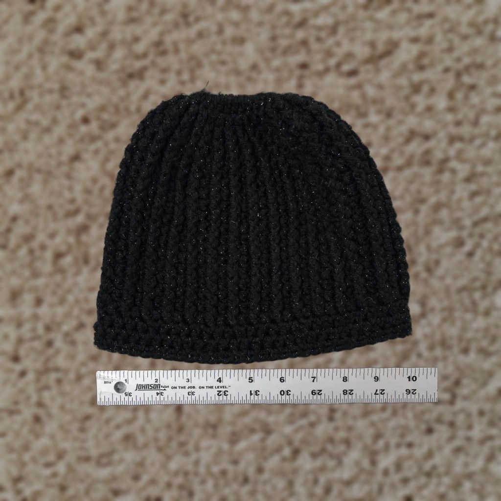 Vintage Beanie Womens One Size Black Knit Acrylic Metallic Blend Sparkly Snow Ski Size ONE SIZE - 1 Thumbnail