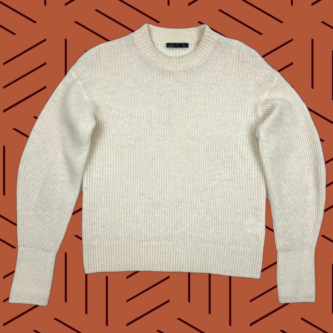 VINTAGE Last Brand Quince Sweater Womens XS Cream White Alpaca Wool Crew Preppy