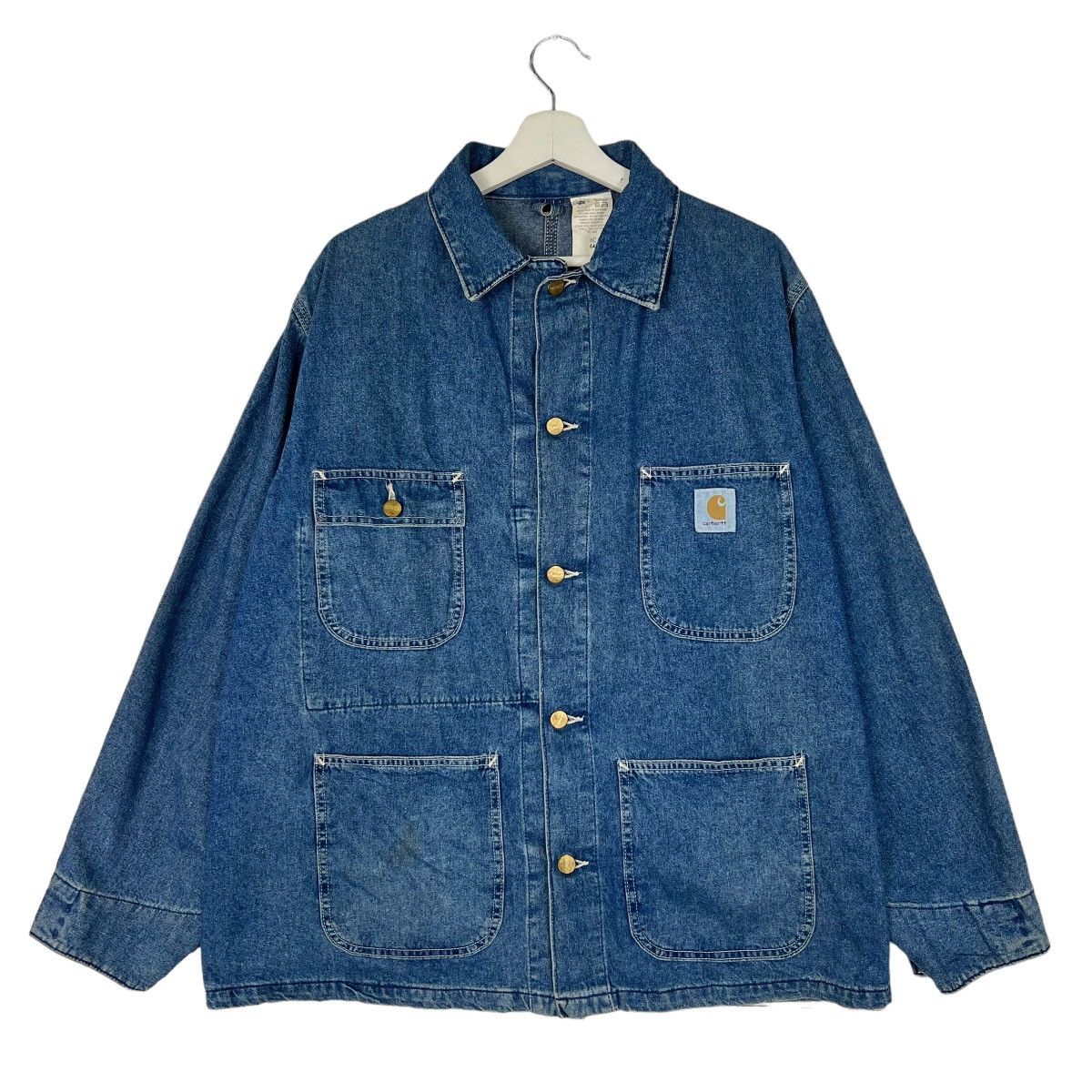 Carhartt 💥 VINTAGE CARHARTT DENIM CHORE JACKET MADE IN USA Size US L / EU 52-54 / 3 - 4 Thumbnail
