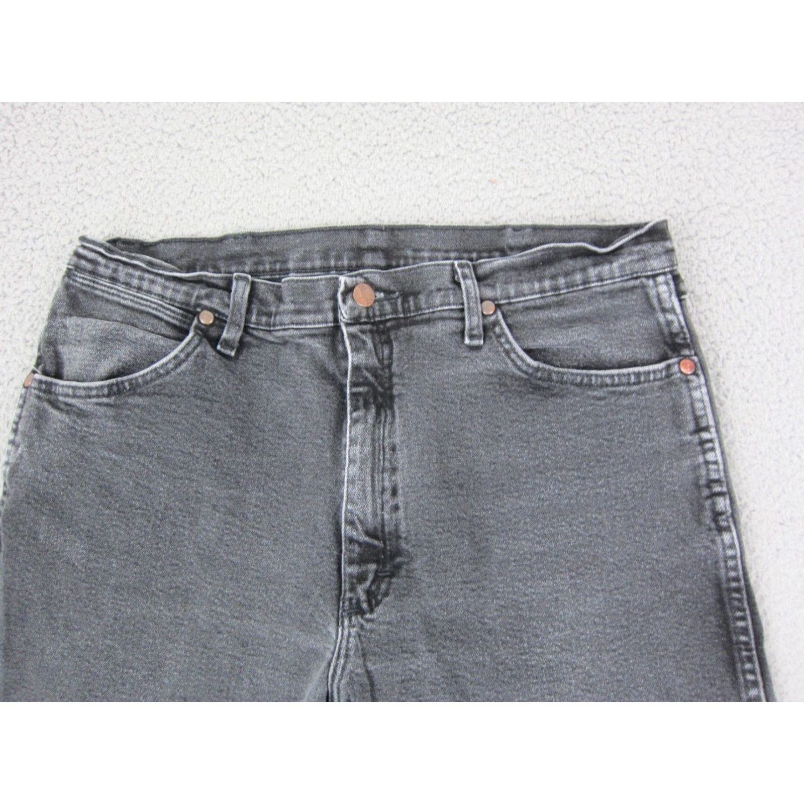 Wrangler Wrangler Jeans Slim Straight Denim 36x30 Black 5-Pocket stretch Cowboy Mens Regular Gear & Logo Zipper Denim Wash Dark Vintage: No Size US 36 / EU 52 - 2 Thumbnail